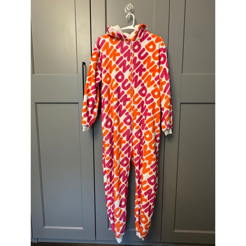 DUNKIN DONUTS Adult Onesie - Plush Medium - Zipper Pajamas